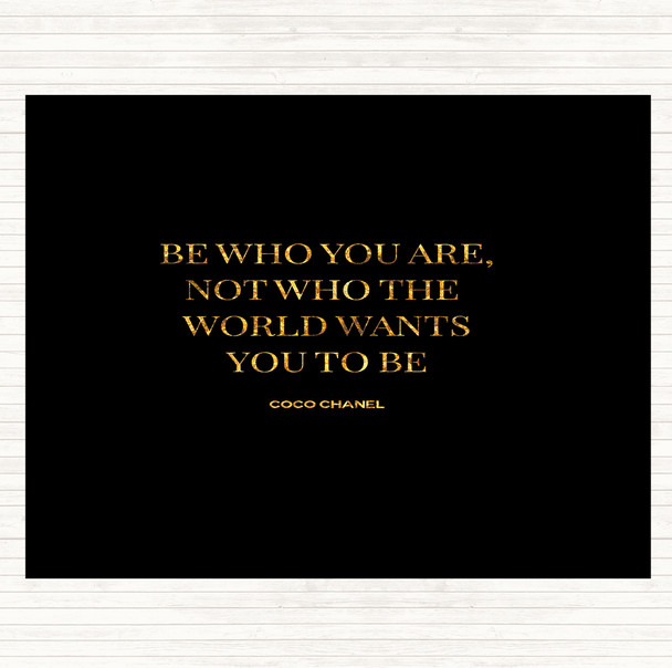 Black Gold Coco Chanel Be Who You Are Quote Mouse Mat