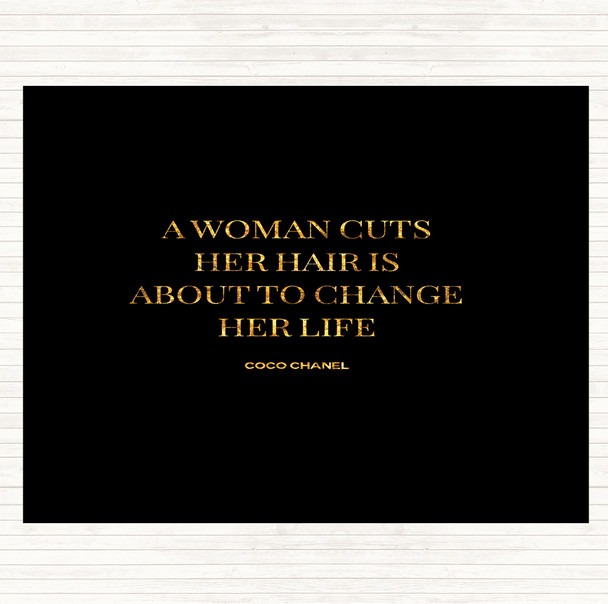 Black Gold Coco Chanel Cut Hair Quote Mouse Mat