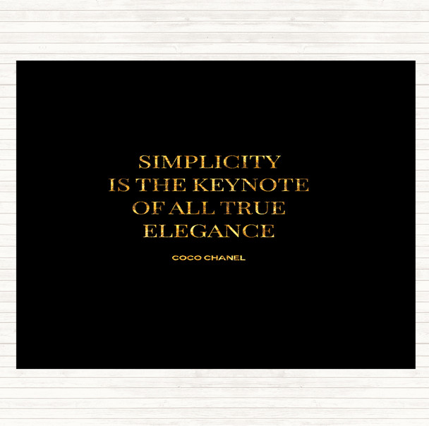 Black Gold Coco Chanel Simplicity Quote Mouse Mat