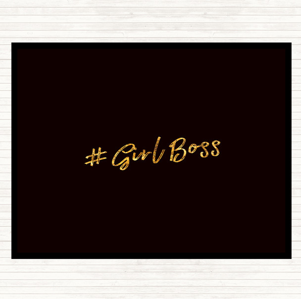 Black Gold Girl Boss Quote Mouse Mat