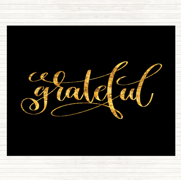 Black Gold Grateful Swirl Quote Mouse Mat