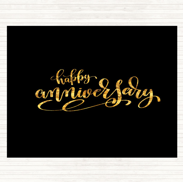 Black Gold Happy Anniversary Quote Mouse Mat