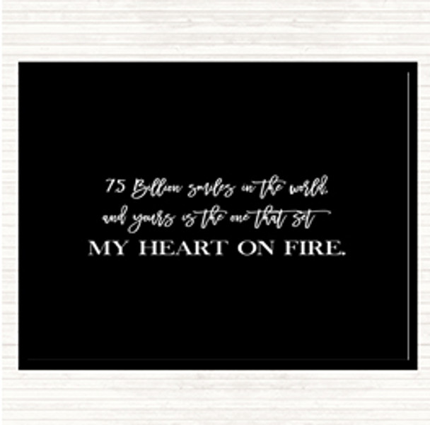 Black White Heart On Fire Quote Mouse Mat