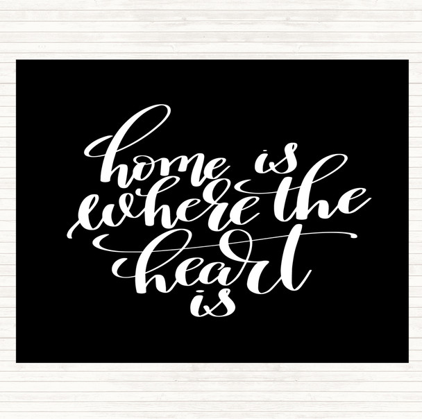 Black White Home Is Where The Heart Is Quote Mouse Mat