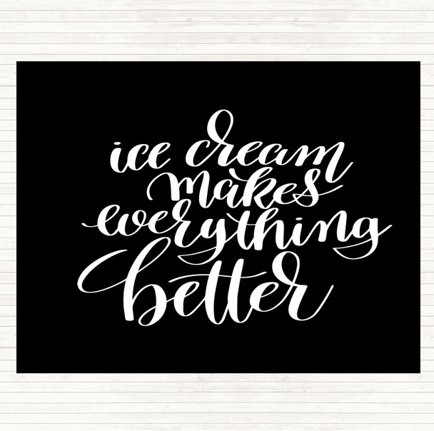 Black White Ice Cream Quote Mouse Mat