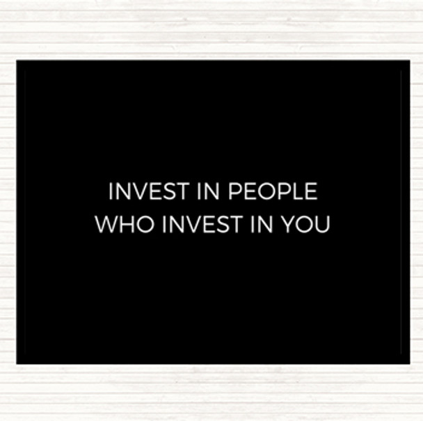 Black White Invest In People Quote Mouse Mat