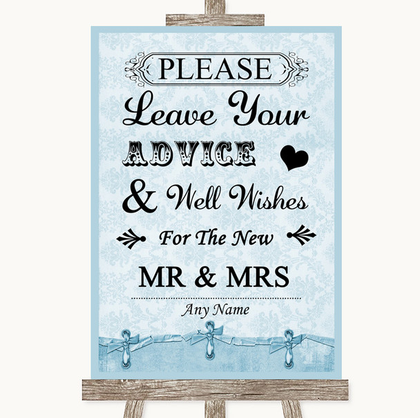 Blue Shabby Chic Guestbook Advice & Wishes Mr & Mrs Customised Wedding Sign