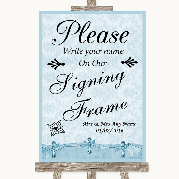 Blue Shabby Chic Signing Frame Guestbook Customised Wedding Sign
