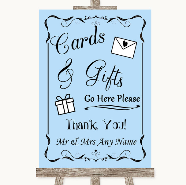 Blue Cards & Gifts Table Customised Wedding Sign