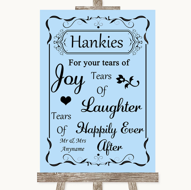 Blue Hankies And Tissues Customised Wedding Sign