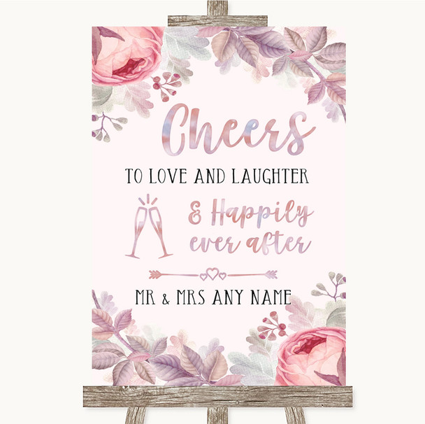 Blush Rose Gold & Lilac Cheers To Love Customised Wedding Sign