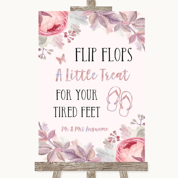 Blush Rose Gold & Lilac Flip Flops Dancing Shoes Customised Wedding Sign