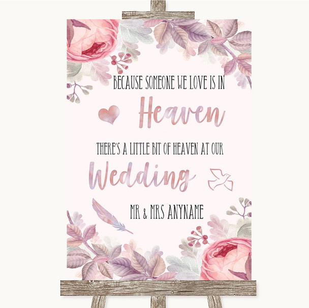 Blush Rose Gold & Lilac Heaven Loved Ones Customised Wedding Sign