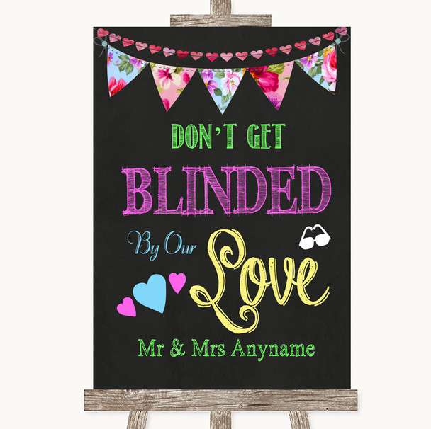 Bright Bunting Chalk Don't Be Blinded Sunglasses Customised Wedding Sign