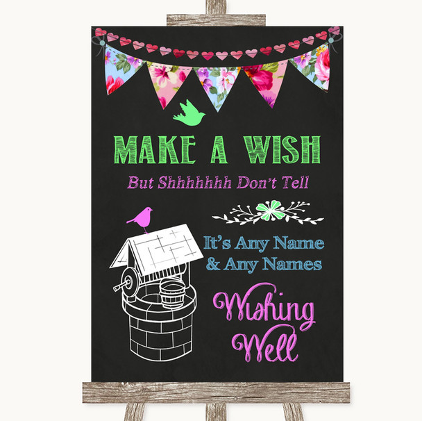 Bright Bunting Chalk Wishing Well Message Customised Wedding Sign