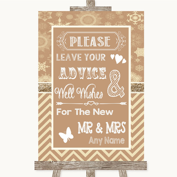 Brown Winter Guestbook Advice & Wishes Mr & Mrs Customised Wedding Sign