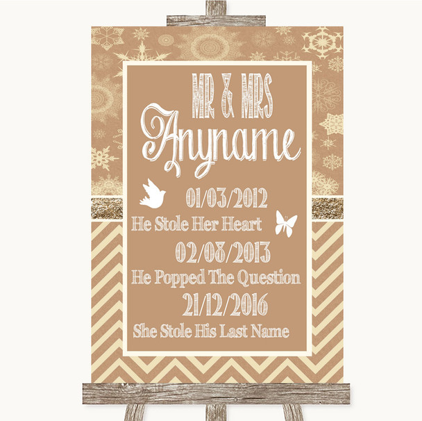 Brown Winter Important Special Dates Customised Wedding Sign