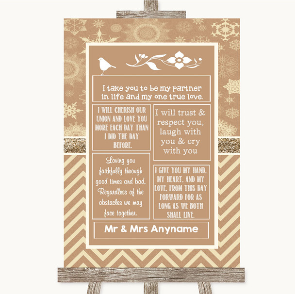 Brown Winter Romantic Vows Customised Wedding Sign