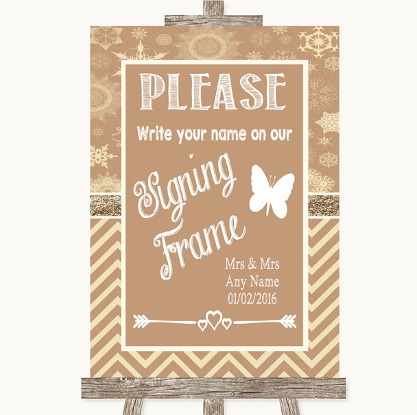 Brown Winter Signing Frame Guestbook Customised Wedding Sign