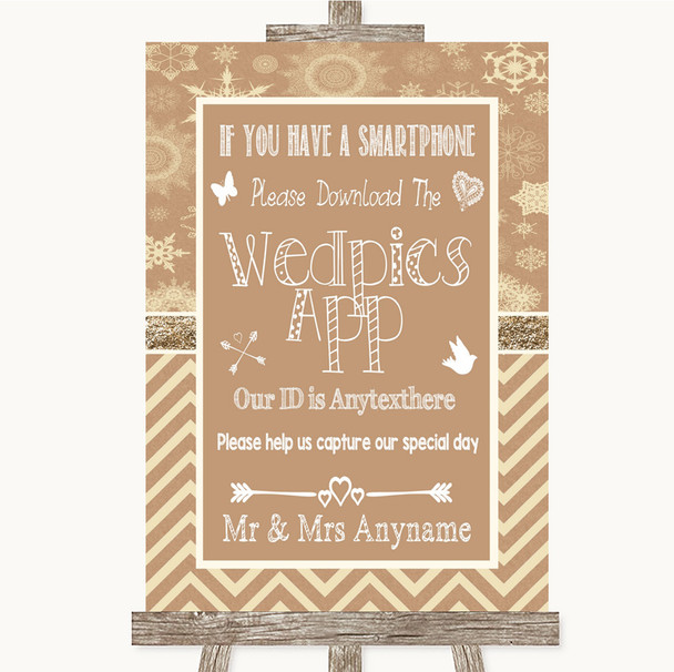 Brown Winter Wedpics App Photos Customised Wedding Sign