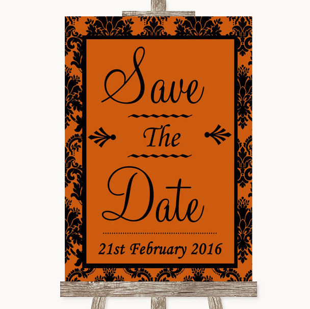 Burnt Orange Damask Save The Date Customised Wedding Sign