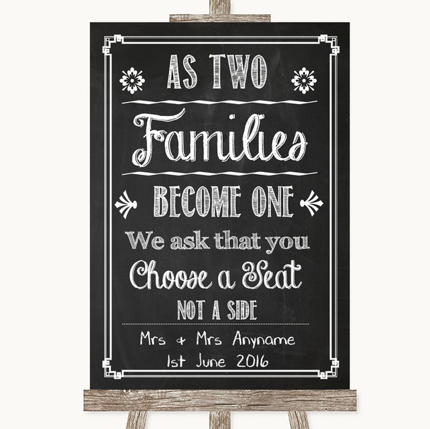 Chalk Sketch As Families Become One Seating Plan Customised Wedding Sign