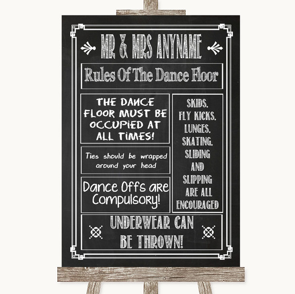 Chalk Sketch Rules Of The Dancefloor Customised Wedding Sign