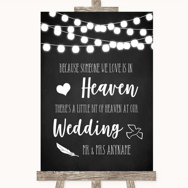 Chalk Style Black & White Lights Heaven Loved Ones Customised Wedding Sign