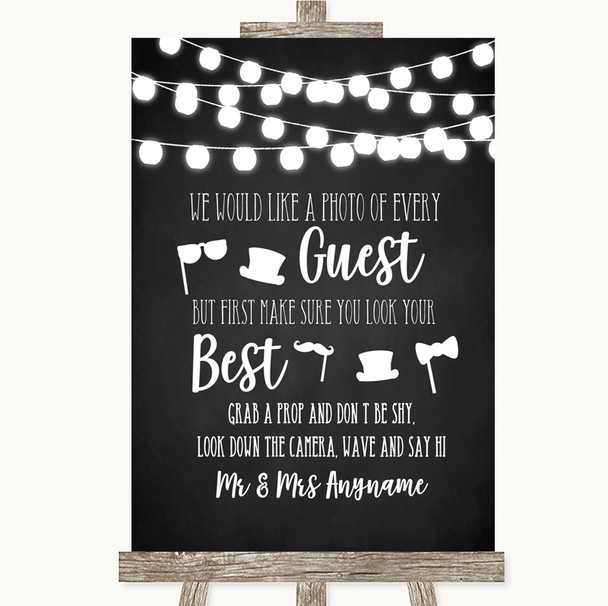 Chalk Style Black & White Lights Photo Prop Guestbook Customised Wedding Sign