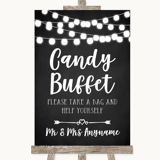 Chalk Style Black & White Lights Candy Buffet Customised Wedding Sign