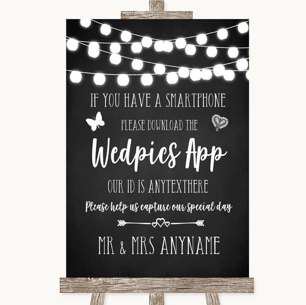 Chalk Style Black & White Lights Wedpics App Photos Customised Wedding Sign