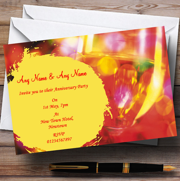 Champagne Glasses Wedding Anniversary Party Customised Invitations