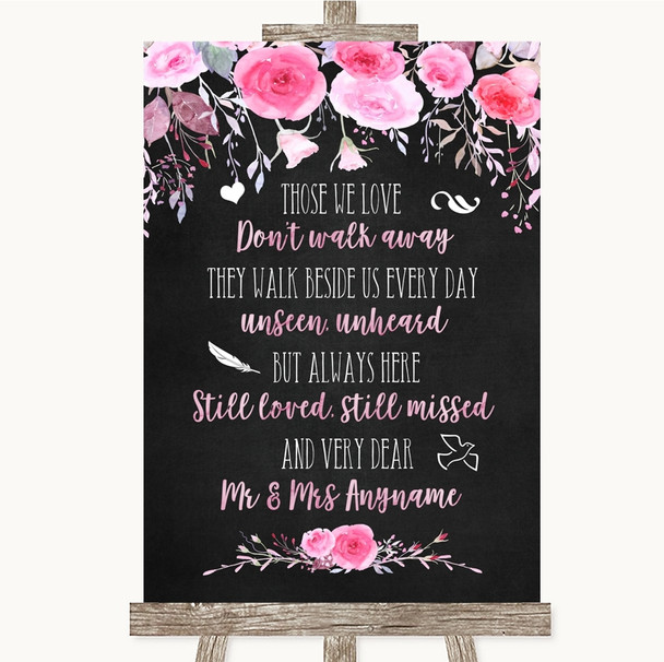 Chalk Style Watercolour Pink Floral In Loving Memory Customised Wedding Sign