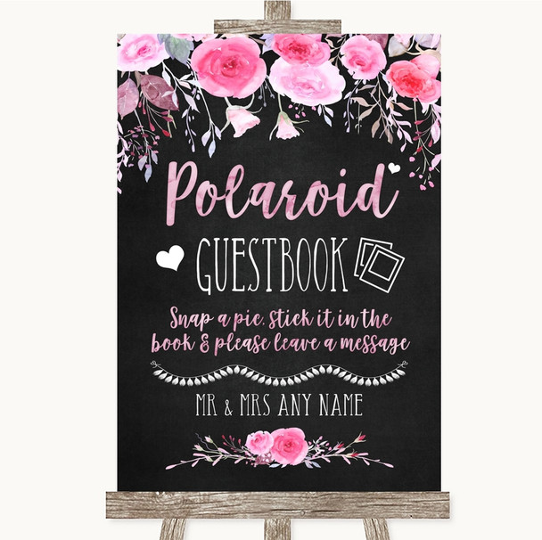 Chalk Style Watercolour Pink Floral Polaroid Guestbook Customised Wedding Sign Chalk Style Watercolour Pink Floral Polaroid Guestbook Customised Wedding Sign