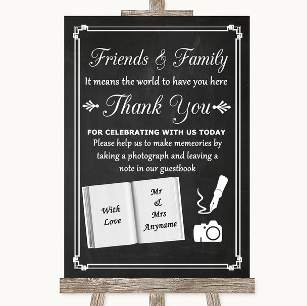 Chalk Style Photo Guestbook Friends & Family Customised Wedding Sign