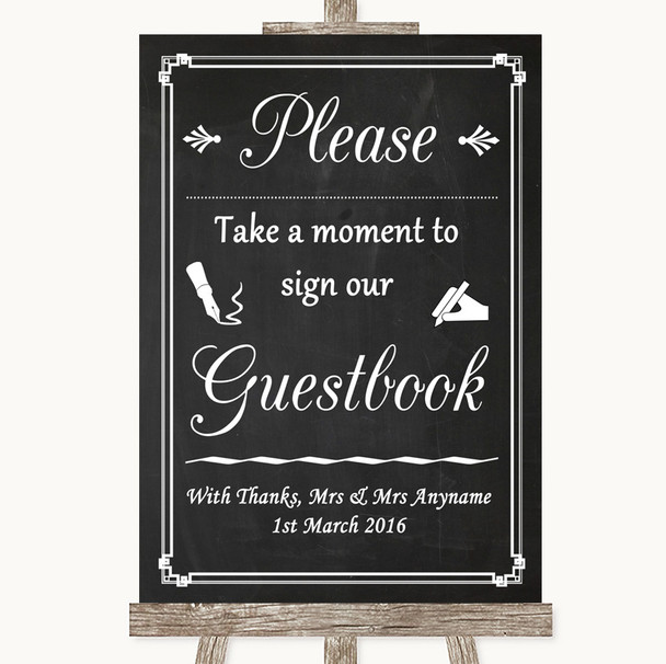 Chalk Style Take A Moment To Sign Our Guest Book Customised Wedding Sign