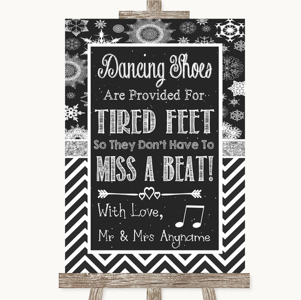 Chalk Winter Dancing Shoes Flip-Flop Tired Feet Customised Wedding Sign