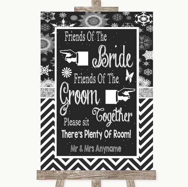 Chalk Winter Friends Of The Bride Groom Seating Customised Wedding Sign