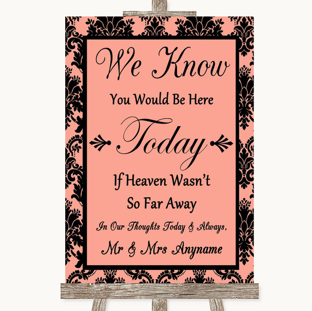 Coral Damask Loved Ones In Heaven Customised Wedding Sign