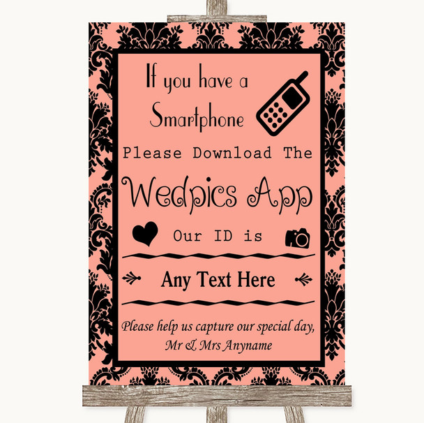 Coral Damask Wedpics App Photos Customised Wedding Sign