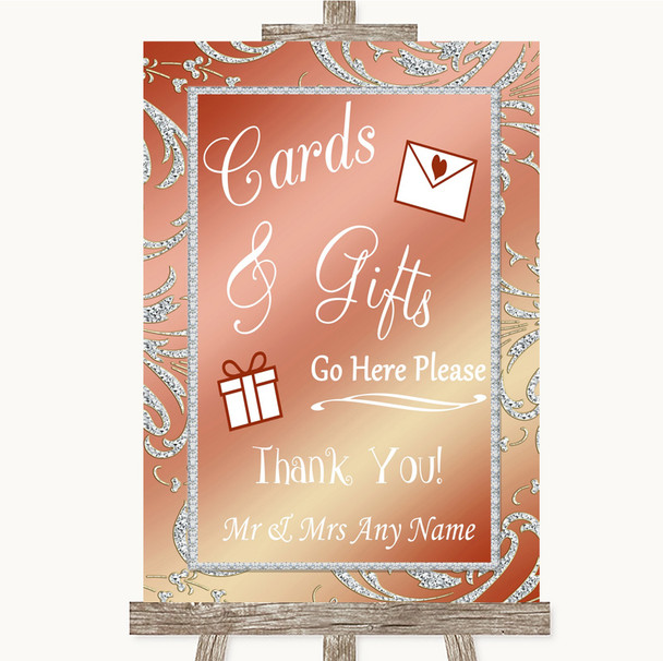 Coral Pink Cards & Gifts Table Customised Wedding Sign