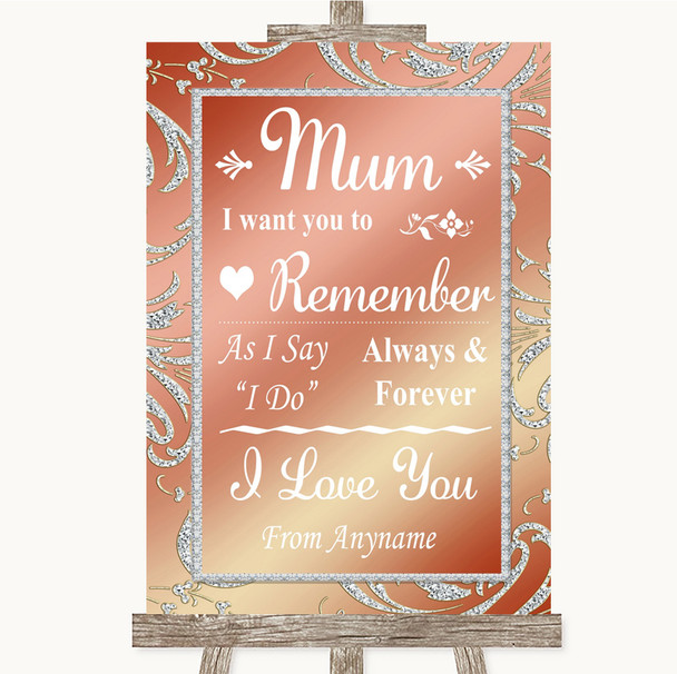 Coral Pink I Love You Message For Mum Customised Wedding Sign