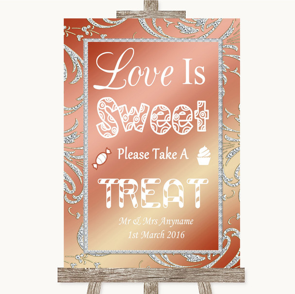 Coral Pink Love Is Sweet Take A Treat Candy Buffet Customised Wedding Sign