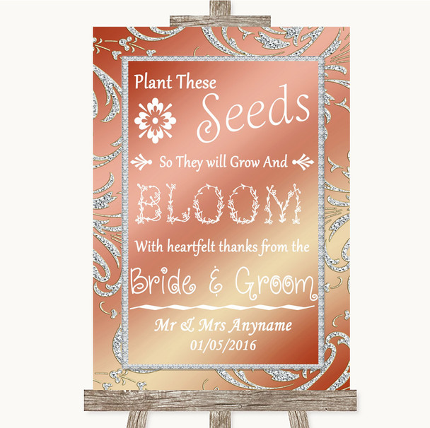 Coral Pink Plant Seeds Favours Customised Wedding Sign