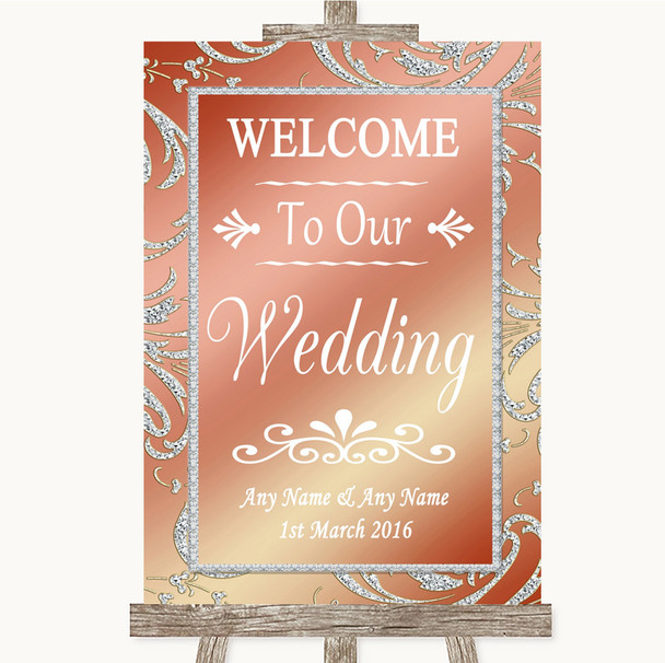 Coral Pink Welcome To Our Wedding Customised Wedding Sign