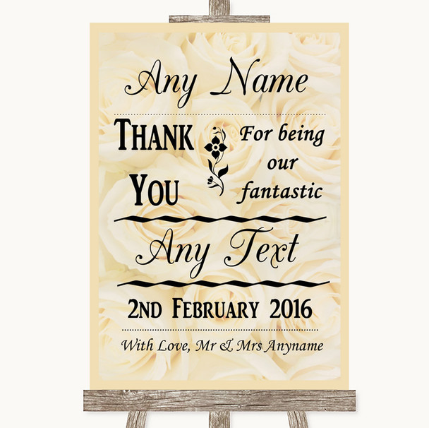 Cream Roses Thank You Bridesmaid Page Boy Best Man Customised Wedding Sign