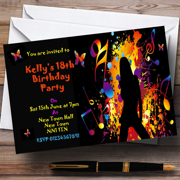 Music Disco Dancing Butterfly Customised Party Invitations