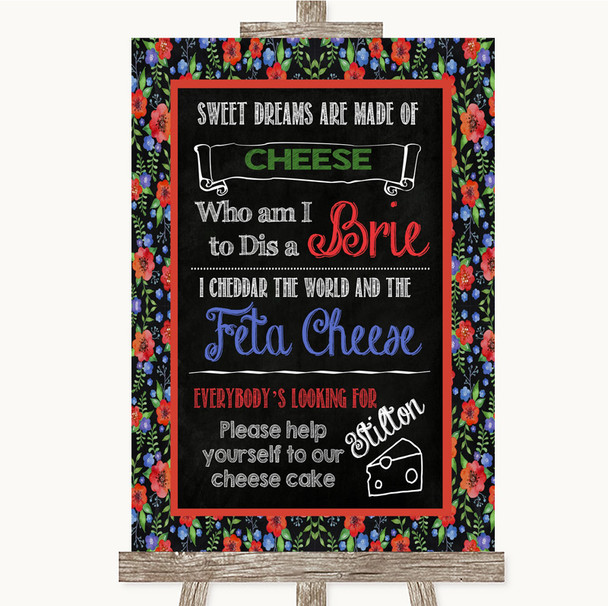 Floral Chalk Cheesecake Cheese Song Customised Wedding Sign