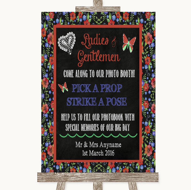 Floral Chalk Pick A Prop Photobooth Customised Wedding Sign