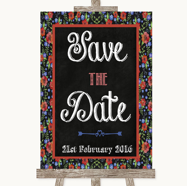 Floral Chalk Save The Date Customised Wedding Sign